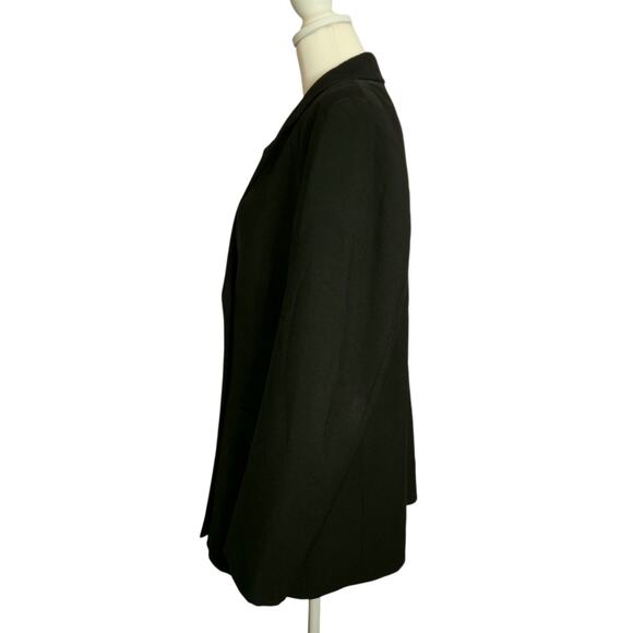 FRAME Wool Double Breasted Blazer Size 12 Noir Black Shoulder Pads Classic Chic - Picture 5 of 12